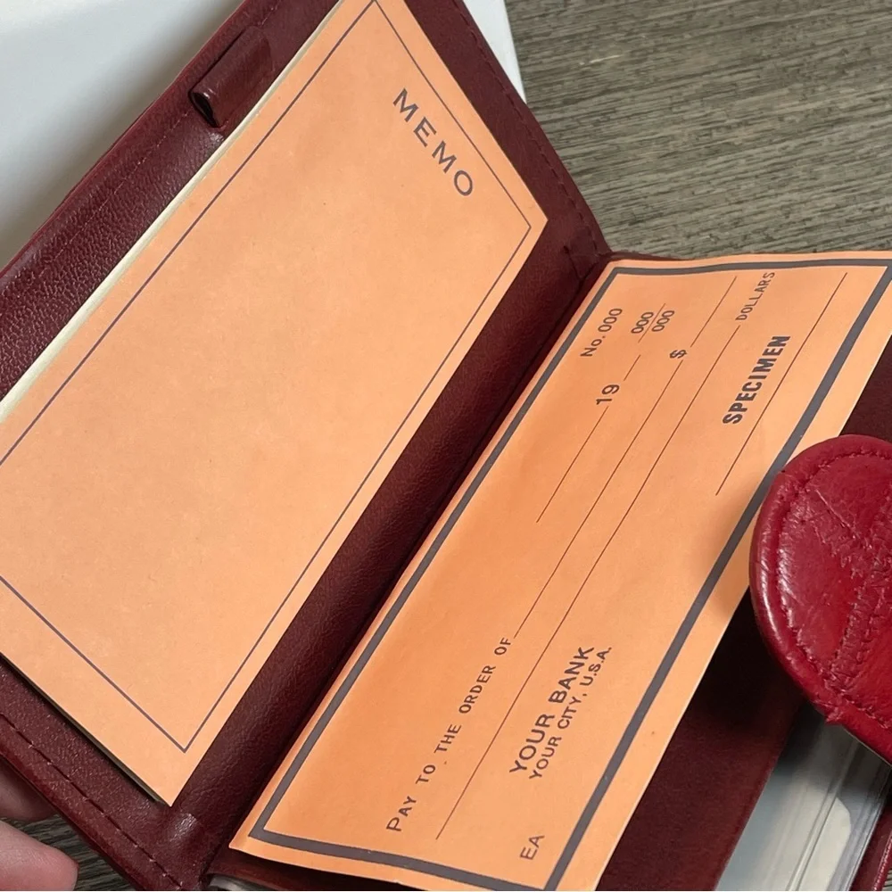 Red Croc-Embossed Wallet patchwork look. Leather. Pre-owned.